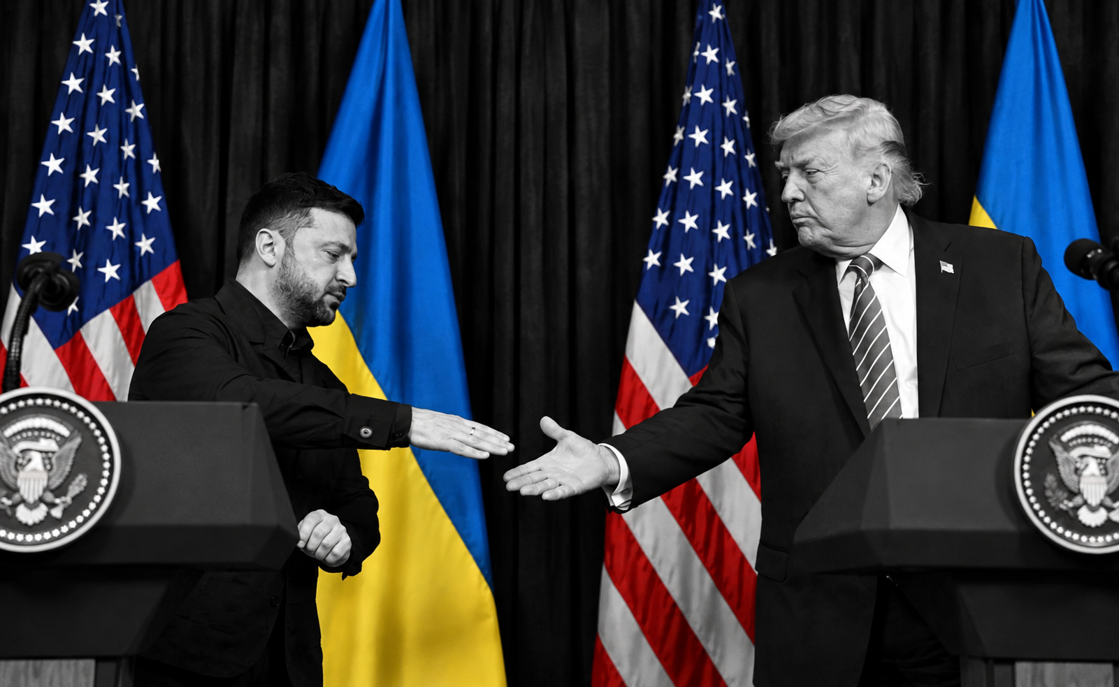 Володимир Зеленський та Дональд Трамп під час прес-конференції після переговорів у резиденції Трампа Мар-а-Лаго в Палм-Біч, Флорида, 28 грудня 2025 року